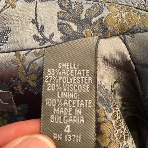 Kate Hill Womens Set Blue Print Long Blazer Satin Blue Pant/Jacket 4/Pant6 - Picture 7 of 15